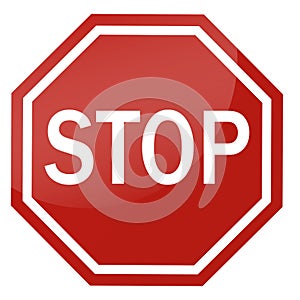 Red stop sign isolated on a white background. A symbol of stopping motion stop. Vector illustration